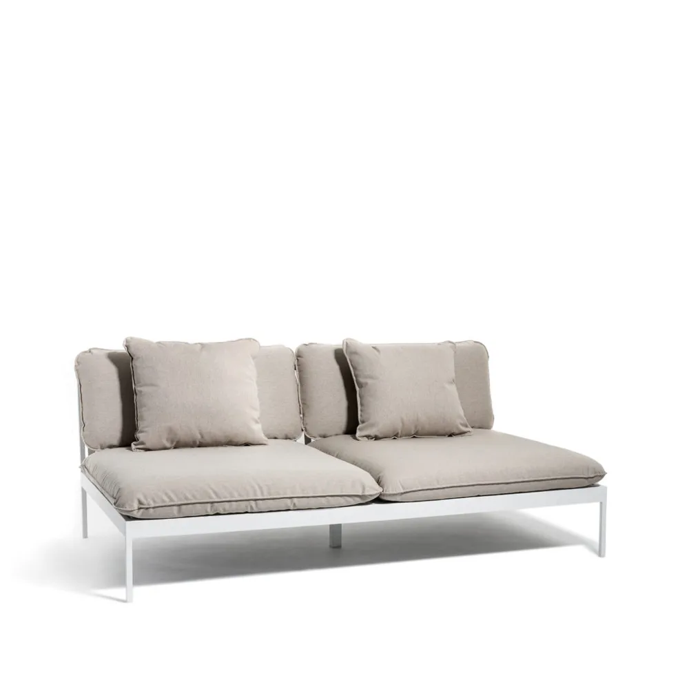 Skargaarden Bönan moduulisohva Sunbrella Ashe light grey, 2-istuttava, vaaleanharmaa alumiinirunko