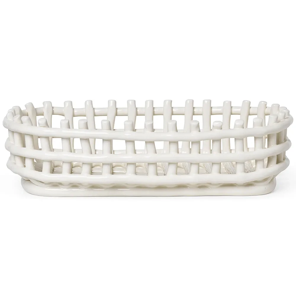 Ferm Living, Ceramic Basket - Oval - Off-White