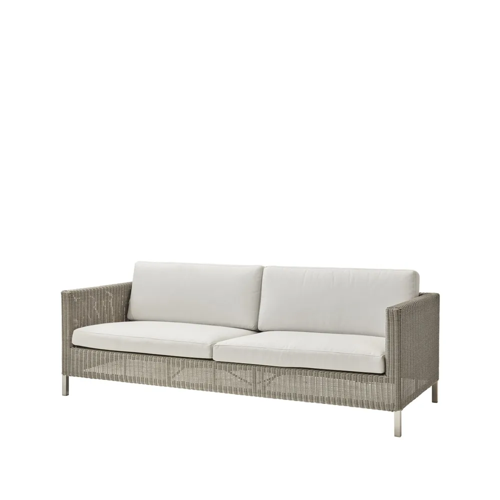 Cane-line Connect sohva 3-istuttava Taupe, Cane-Line Natté white pehmustesetti