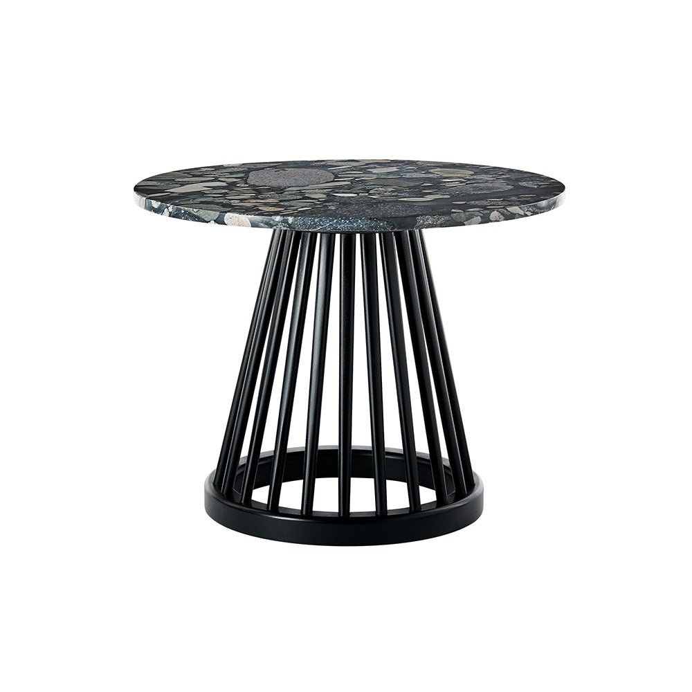 Tom Dixon, Fan-pöytä musta kivikansi 60 cm pebble