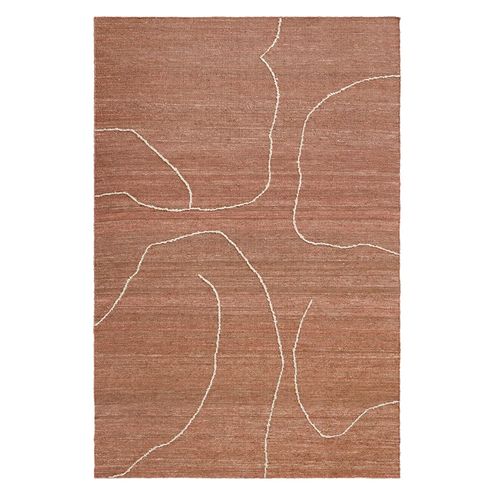 Ferm Living, Käsinkudottu Matto Juutti Gesso Terracotta 170x240 cm