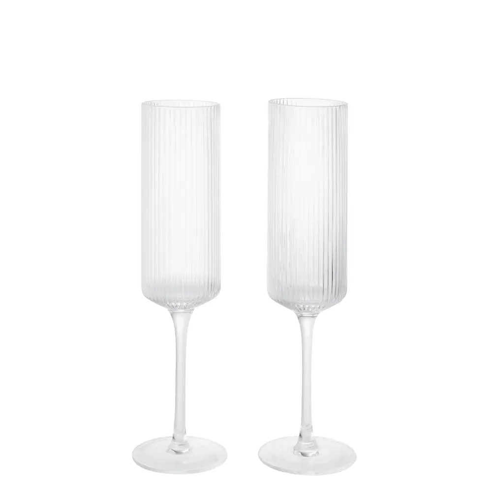 Ferm Living, Samppanjalasi 2-pack Ripple Clear