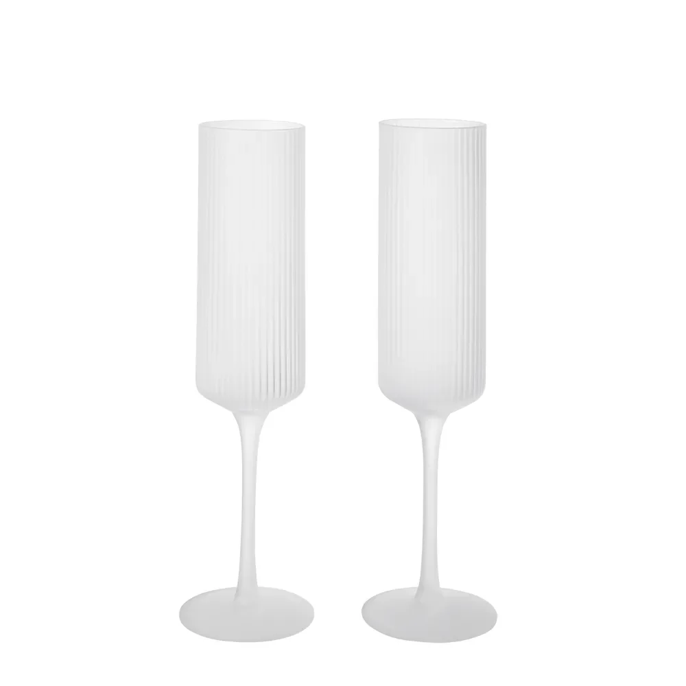 Ferm Living, Samppanjalasi 2-pack Ripple Frosted