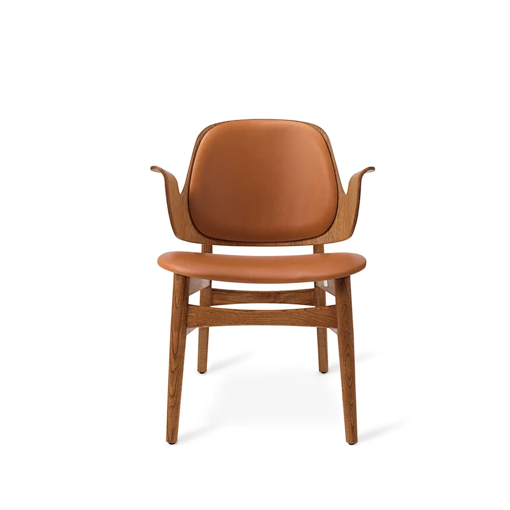 Warm Nordic Gesture loungetuoli Nahka silk 250 cognac, tiikkiöljytty tammirunko