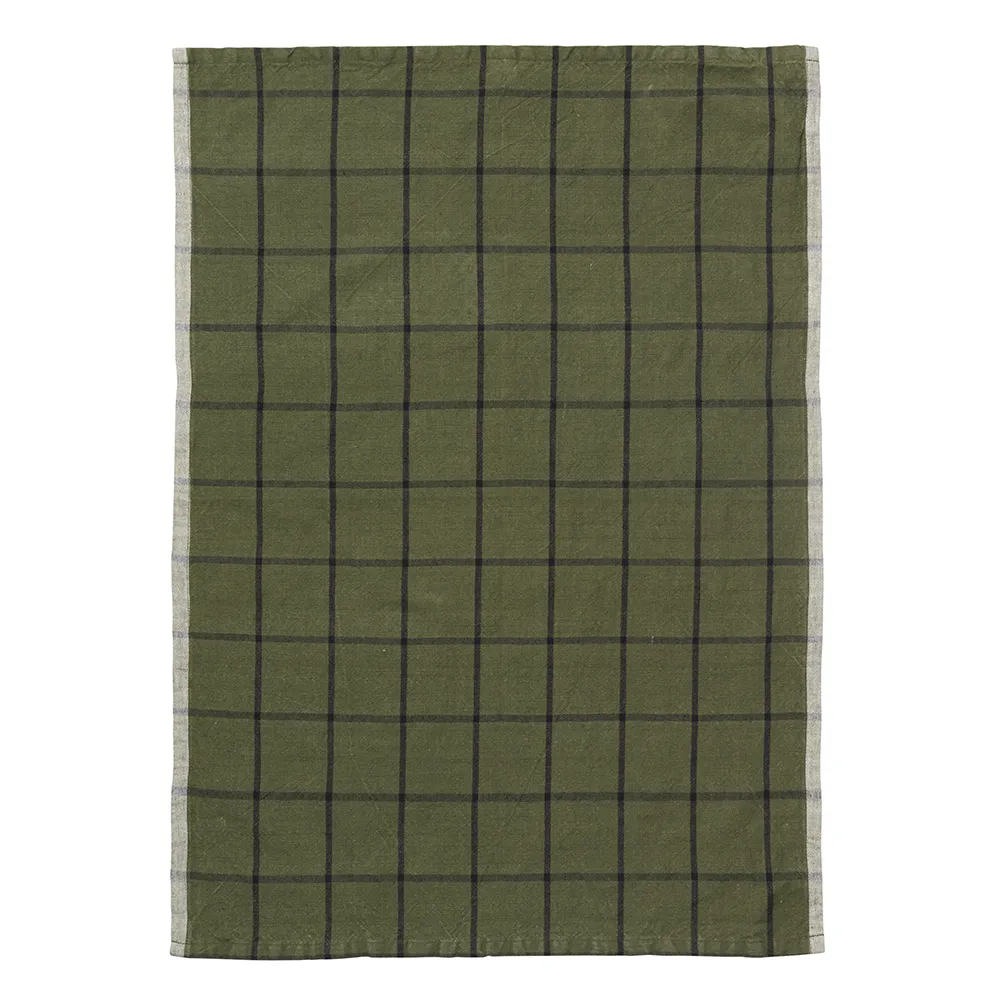 Ferm Living, Keittiöpyyhe Hale Green/Black