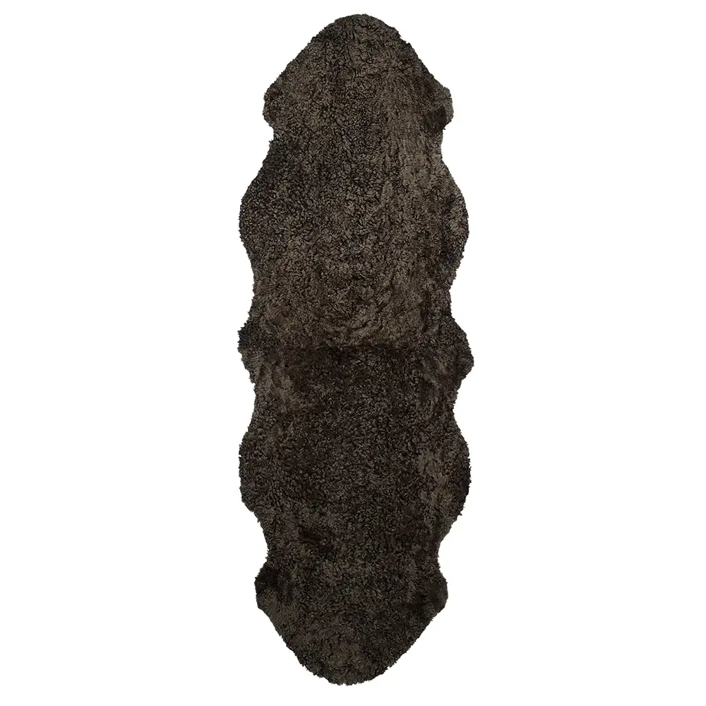 Skinnwille, Curly Lampaannahka 60x180 cm Brown melange