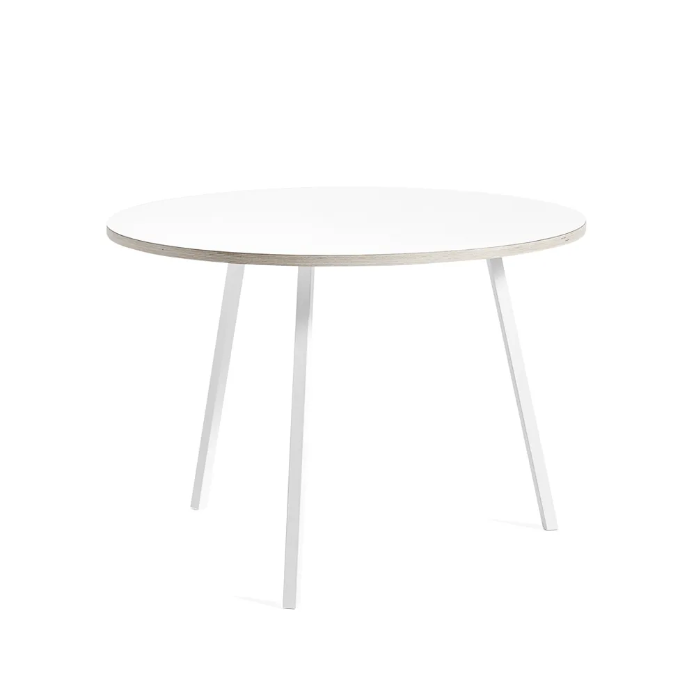 HAY Loop Stand ruokapöytä pyöreä White laminate-white, Ø105 cm