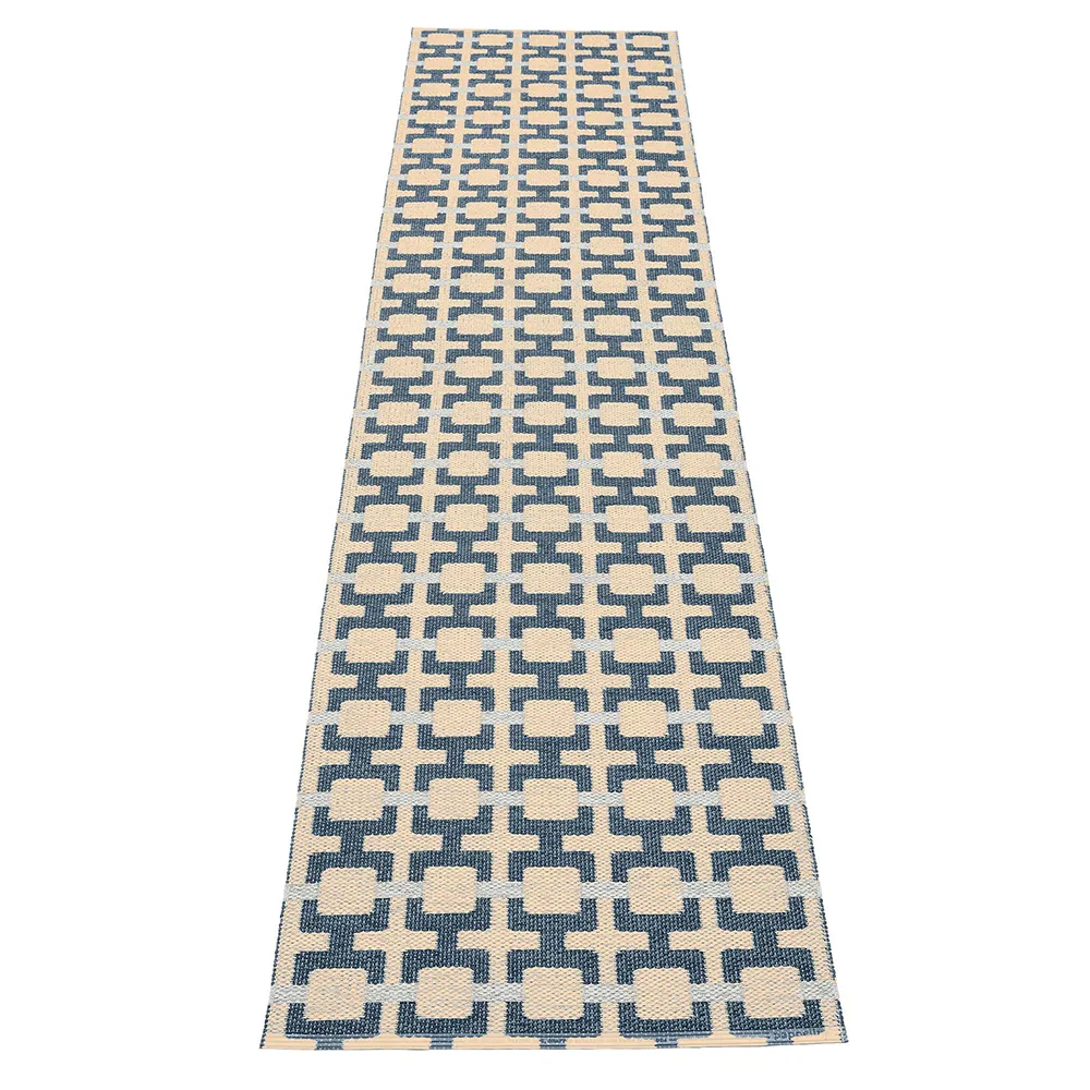 Pappelina, Tom matto Ocean Blue/Cream/Blue Fog 70 x 300 cm