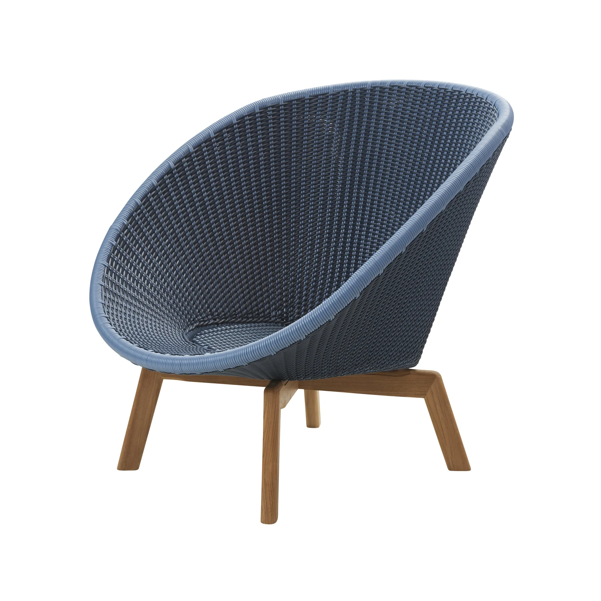 Cane-line Peacock Weave lounge-tuoli Midnight/dusty blue, jalat tiikkiä