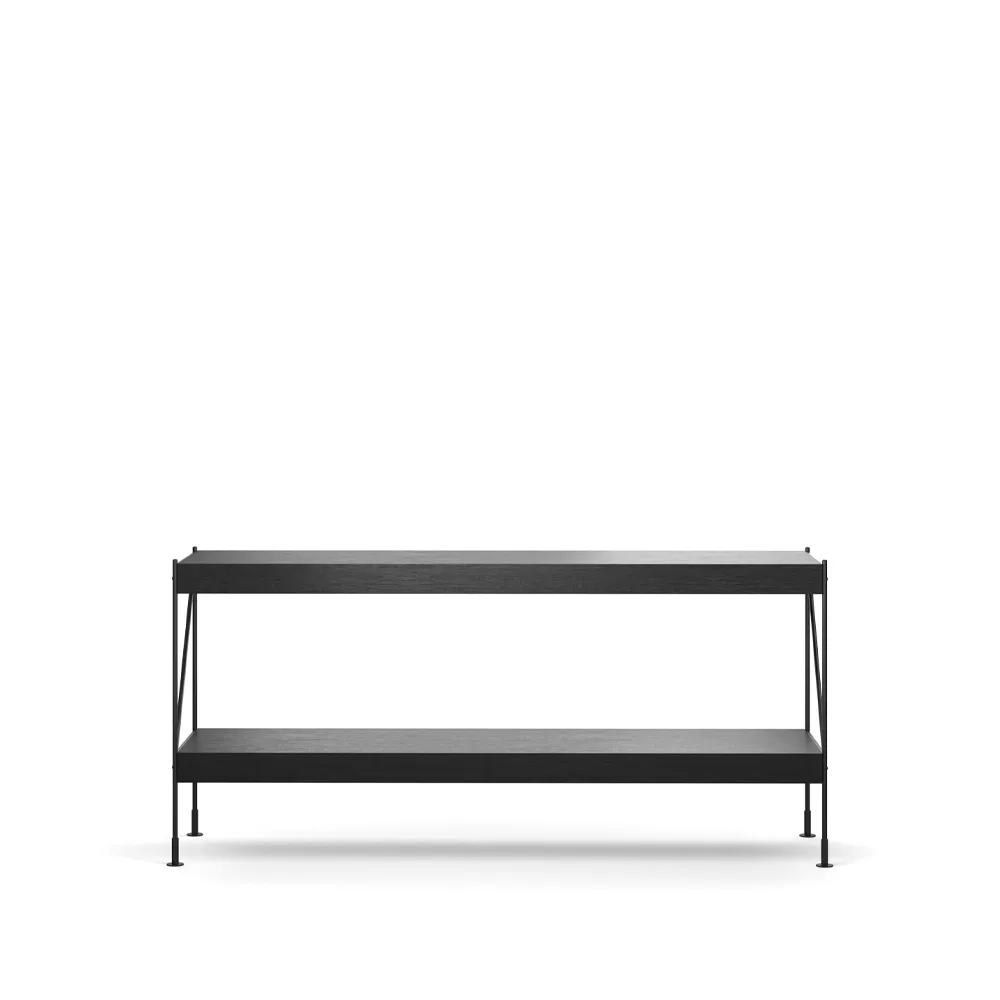 Audo Copenhagen Zet hyllyjärjestelmä Oak black stained, 1x2, black steel base
