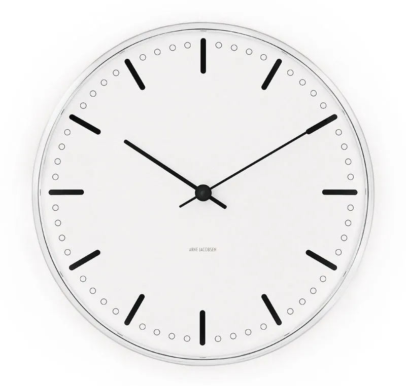 Arne Jacobsen Clocks Arne Jacobsenin City Hall kello Valkoinen, Ø21 cm