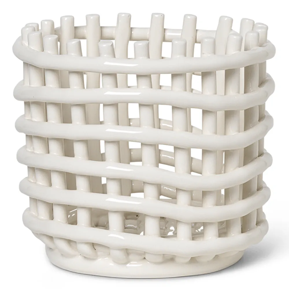 Ferm Living, Ceramic Basket - Small - Off-white