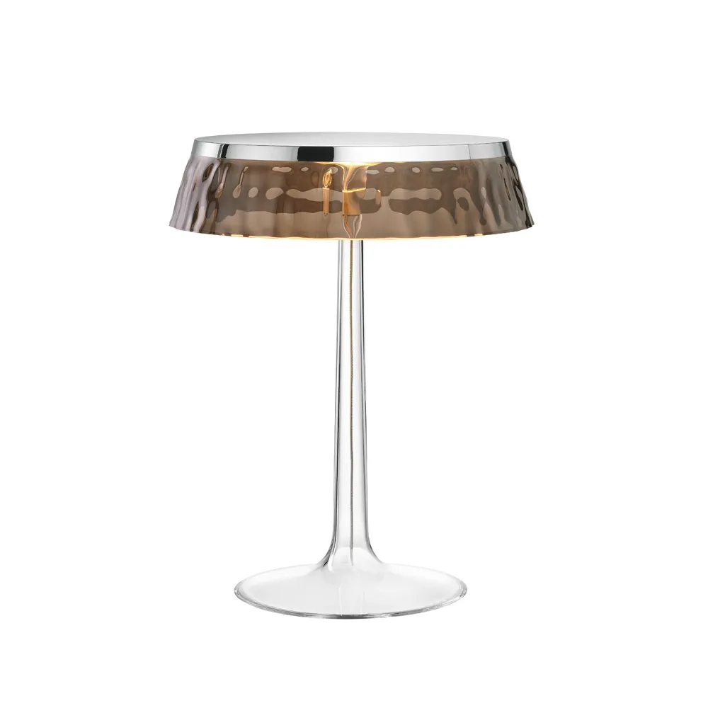 Flos Bon Jour T pöytälamppu Chrome-fumé-varjostin