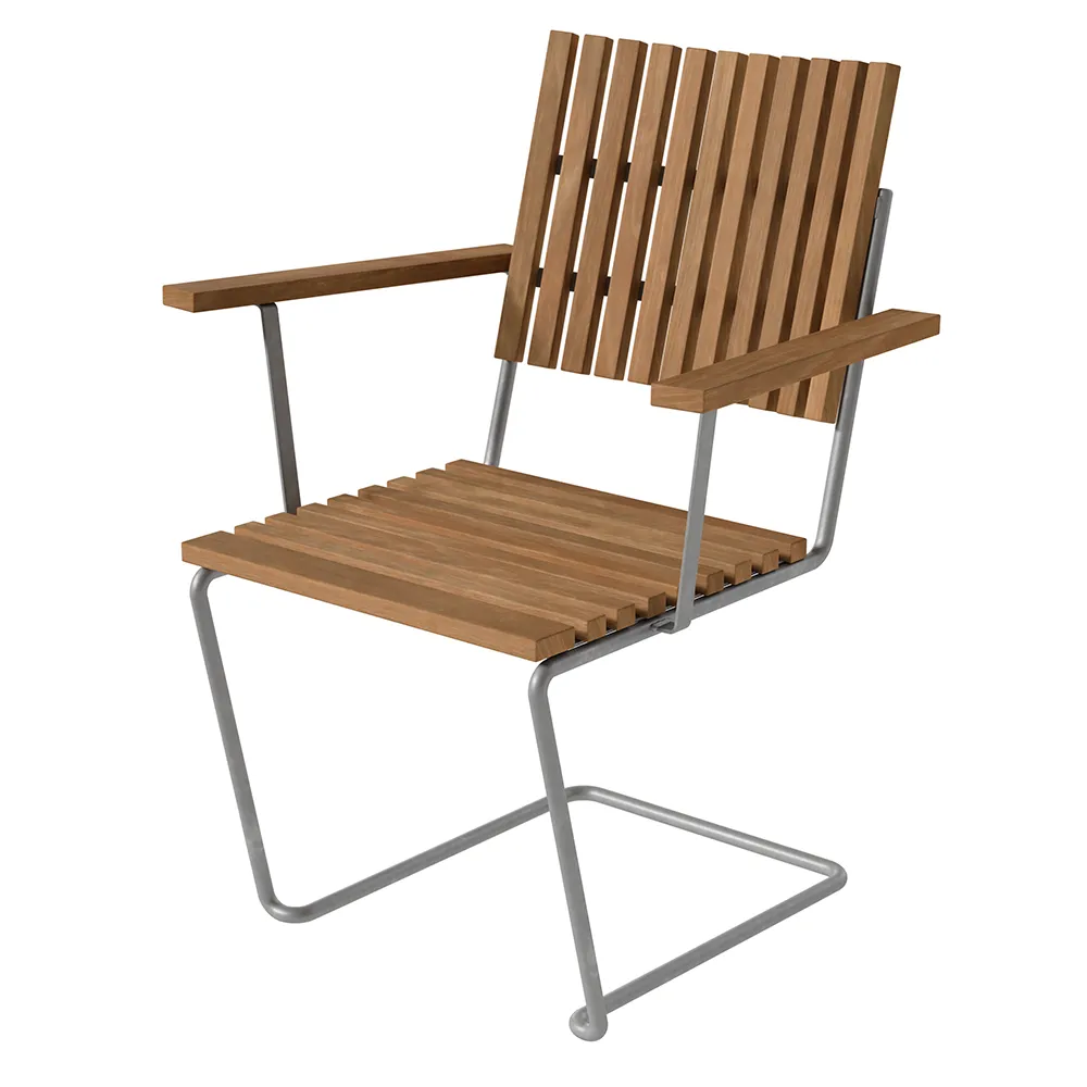 Grythyttan Stålmöbler, Bovik nojatuoli teak / sinkitty