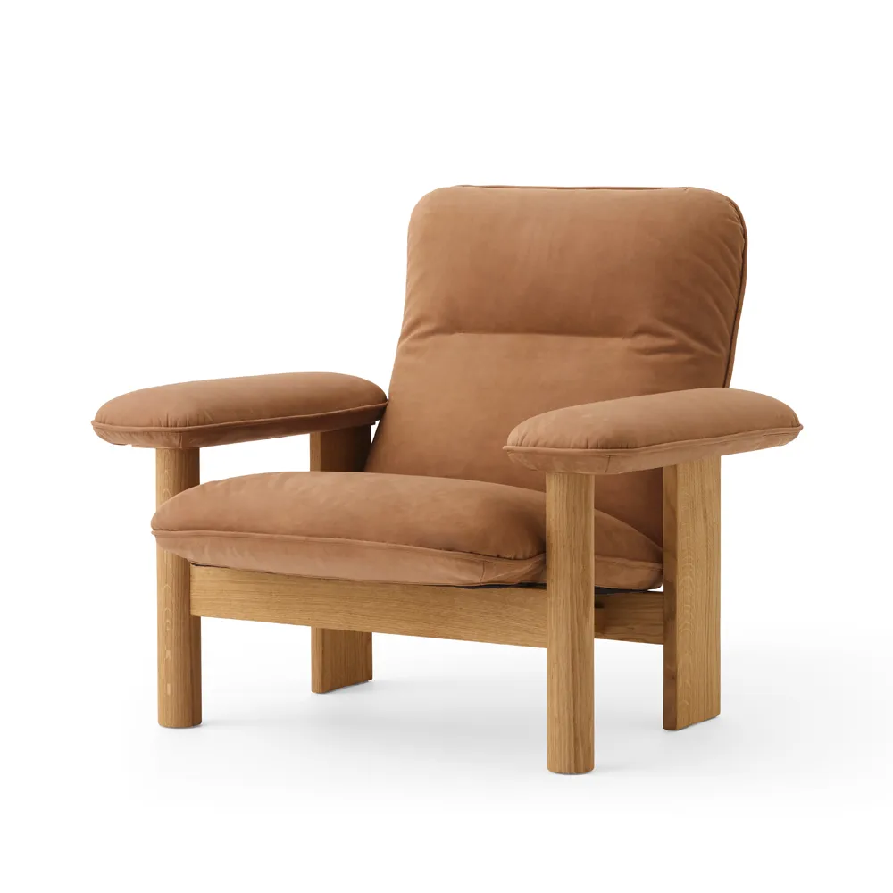 Audo Copenhagen Brasilia nojatuoli Oiled oak-Dunes camel leather 21004