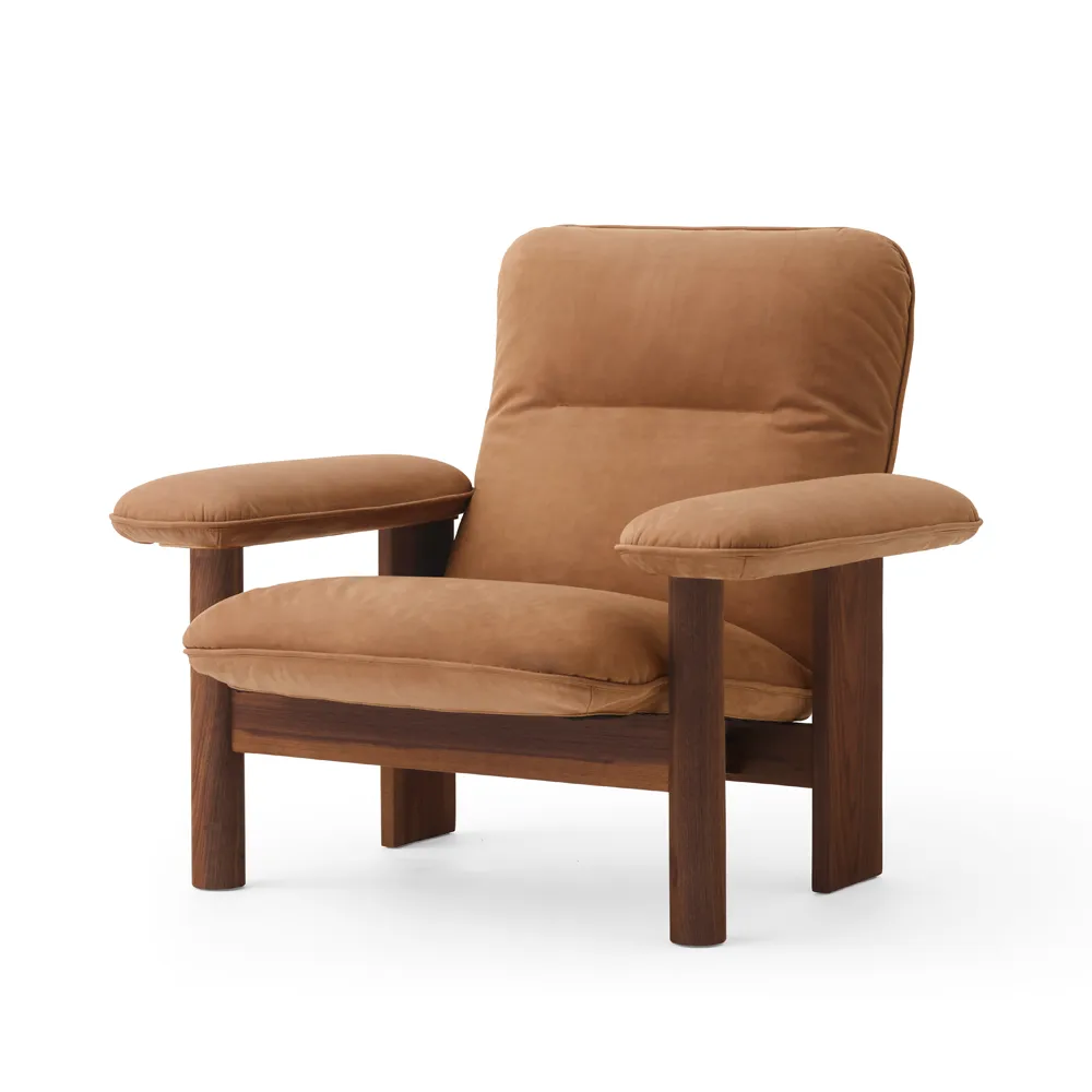 Audo Copenhagen Brasilia nojatuoli Walnut-Dunes camel leather 21004