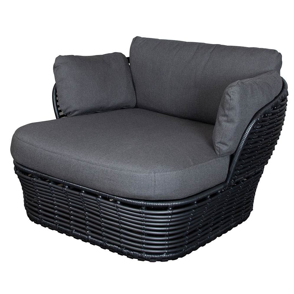 Cane-line, Basket lounge-nojatuoli Graphite konstrotting sis. harmaa Airtouch tyynysetit
