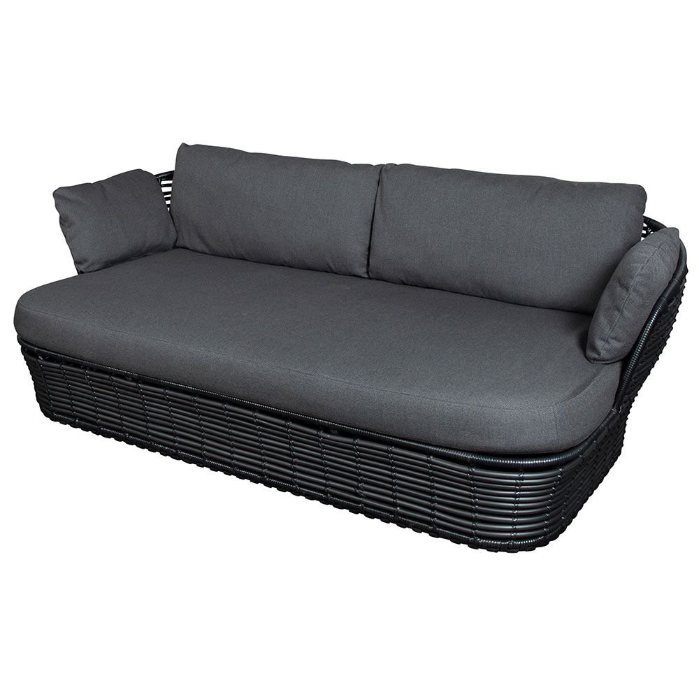 Cane-line, Basket loungesoffa Graphite konstrotting sis. harmaa Airtouch tyynysetit