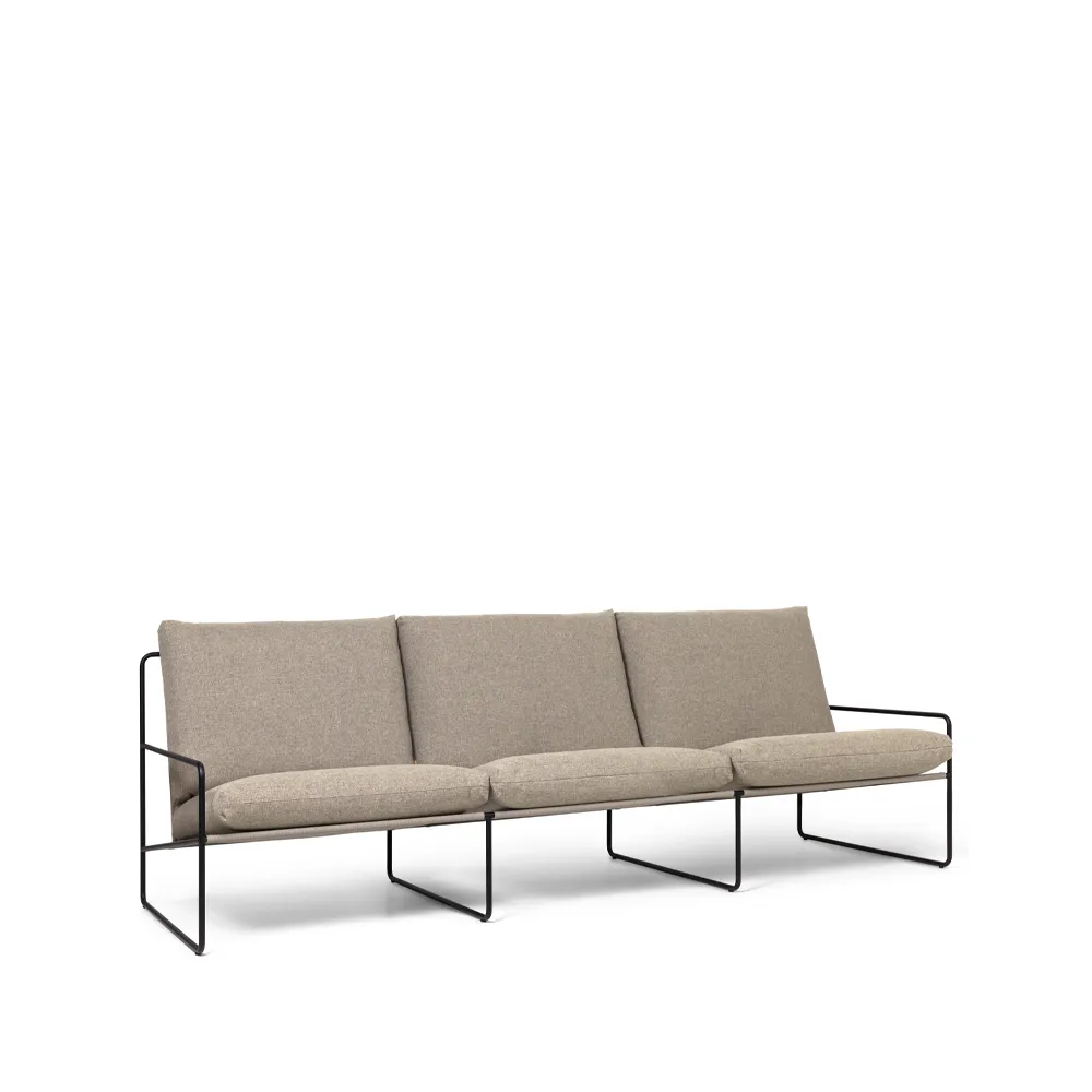 Ferm Living Desert 3-istuttava sohva Kangas dark sand, musta runko