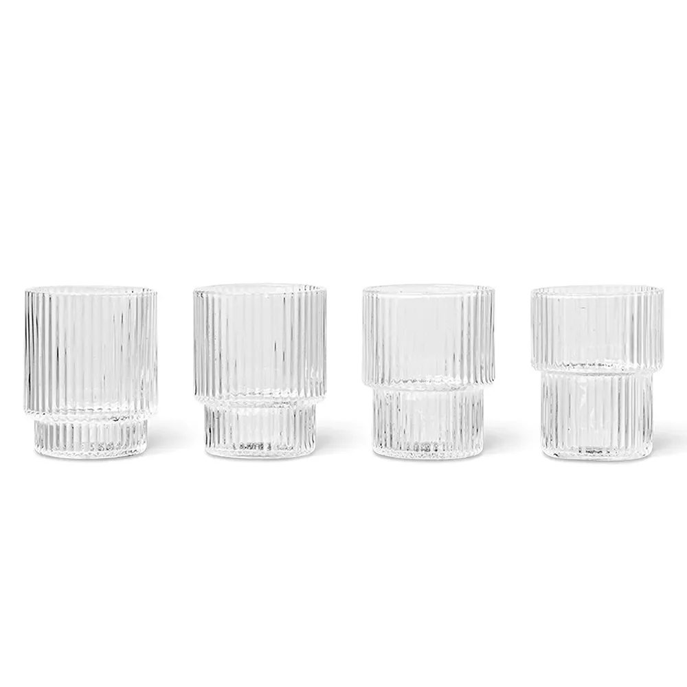 Ferm Living, Ripple Pienet lasit 4-pack - Clear