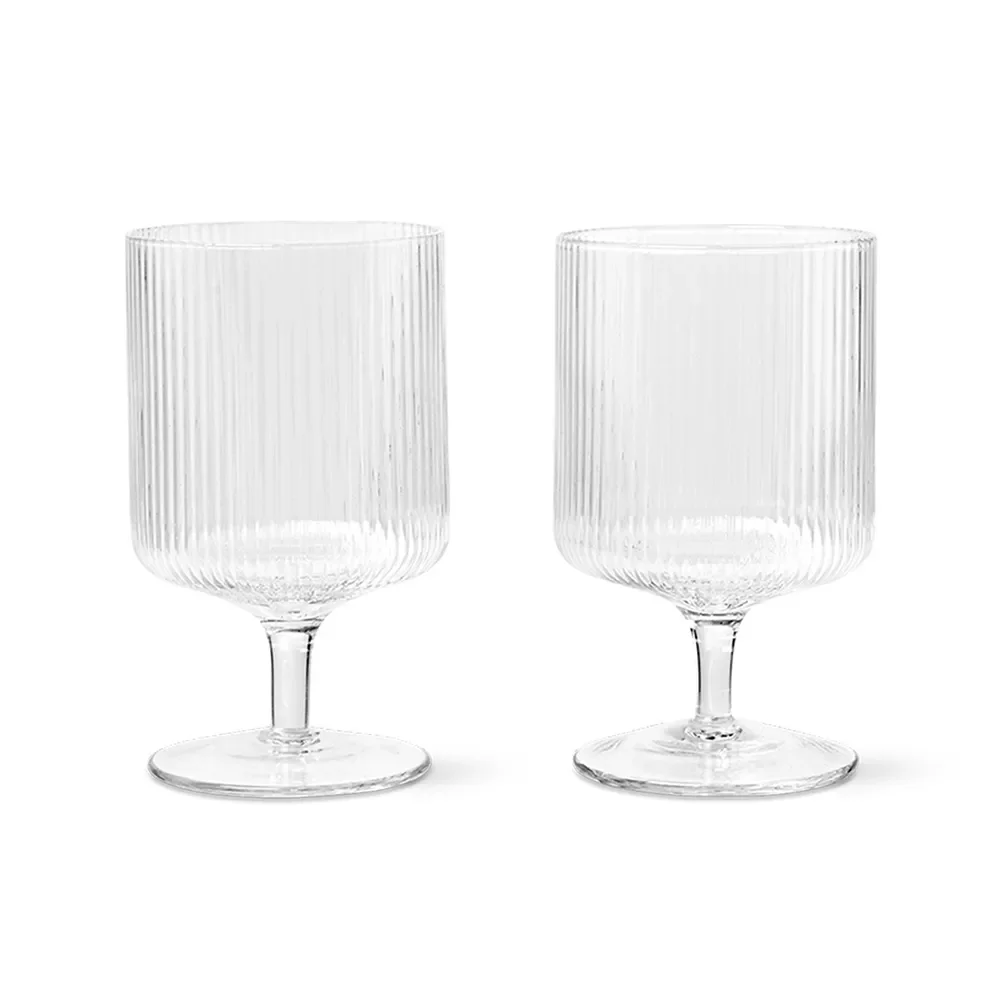 Ferm Living, Ripple Viinilasit 2-pack - Clear