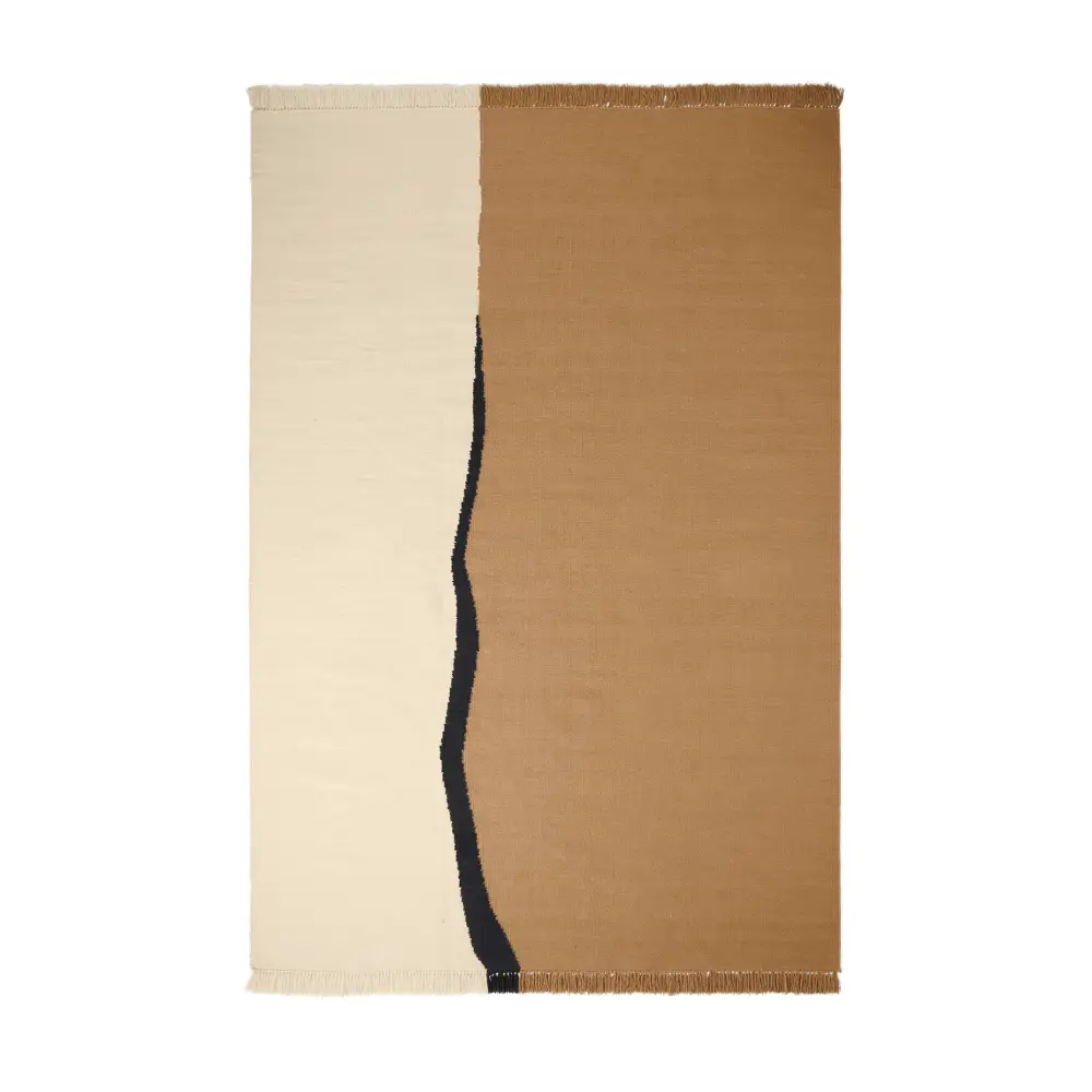 Ferm Living, Soil Kelim Matto 200x300 cm- Dark Sand/Off-white