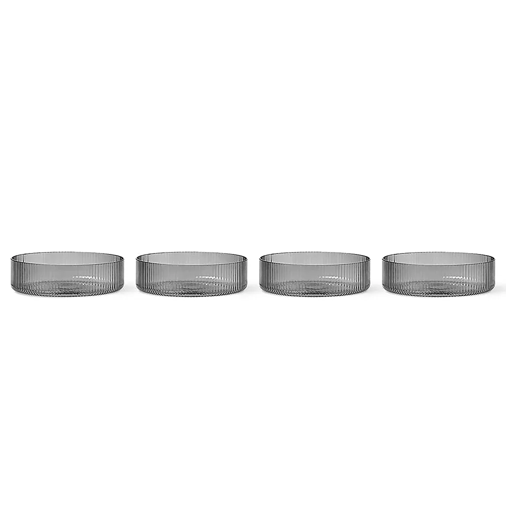 Ferm Living, Ripple Tarjoilukulho 4-pack - Smoked Grey
