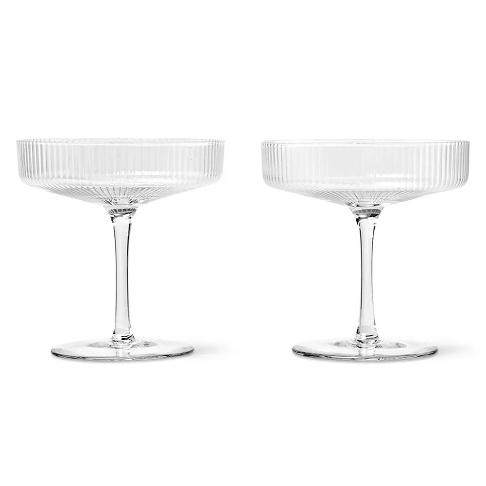 Ferm Living, Ripple Samppanjalasit 2 kpl - Clear