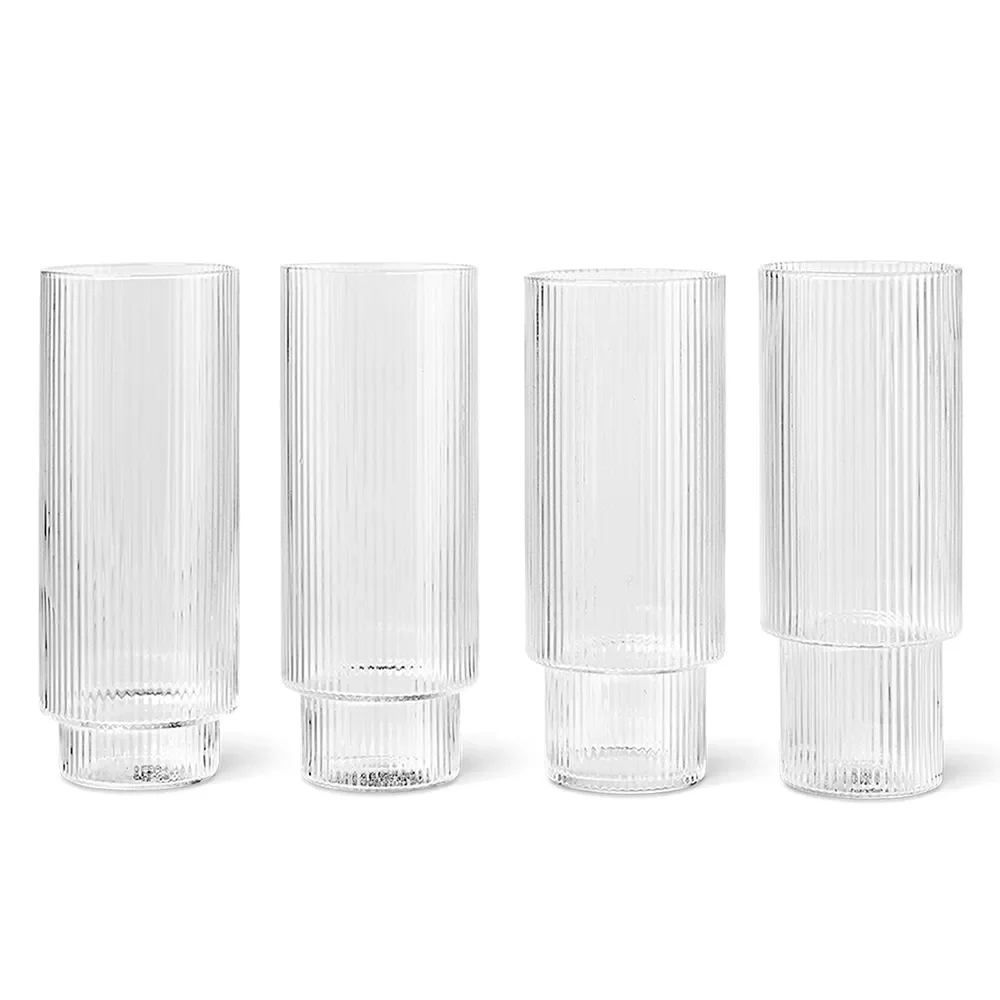 Ferm Living, Ripple Long Drink Lasi 4-pack - Clear