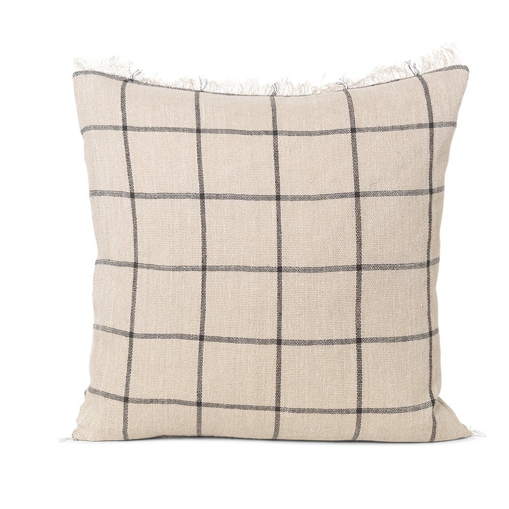 Ferm Living, Calm Tyynyliina 50x50 - Camel / Black Ferm Living