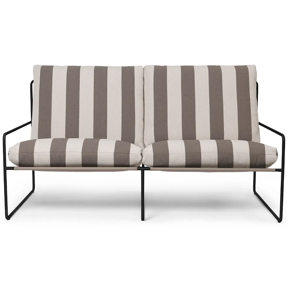 Ferm Living, Desert 2-istuttava sohva Stripe Black/Chocolate