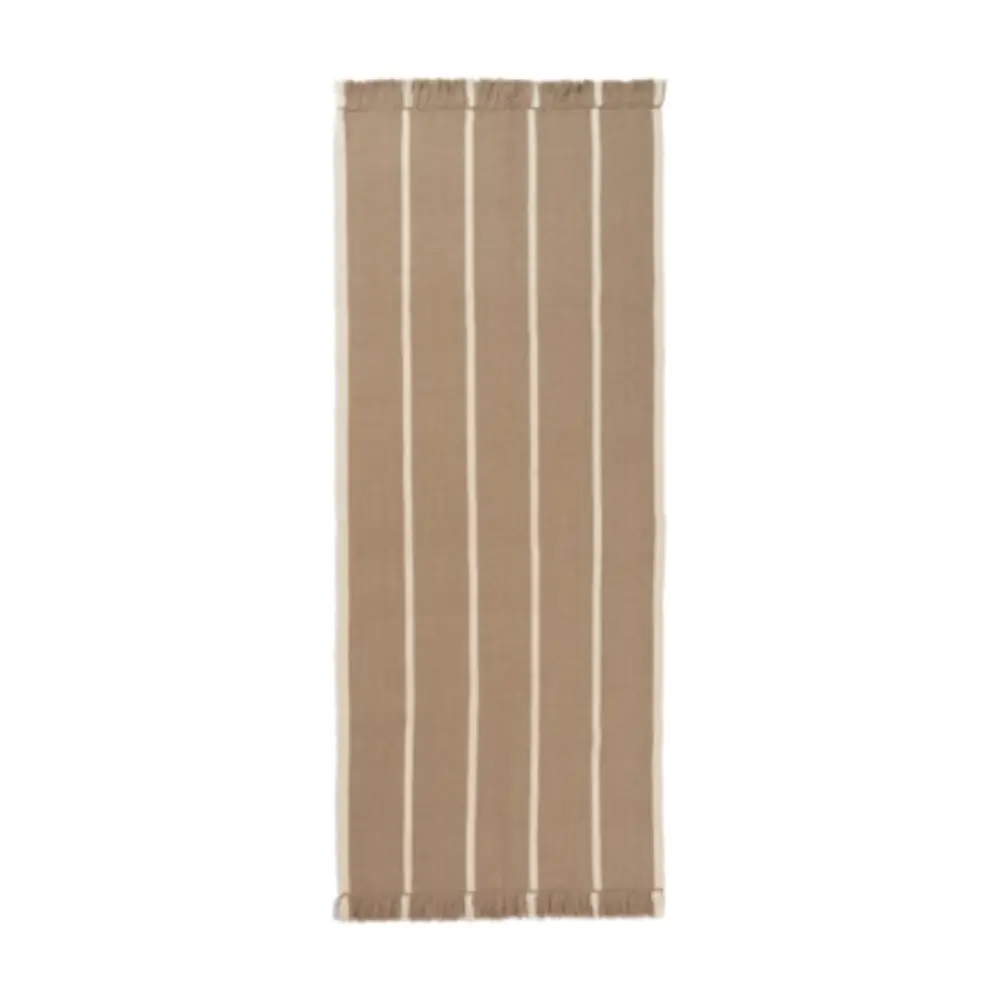 Ferm Living, Calm Kelim Matto 80x200 cm- Dark Sand/Off-white