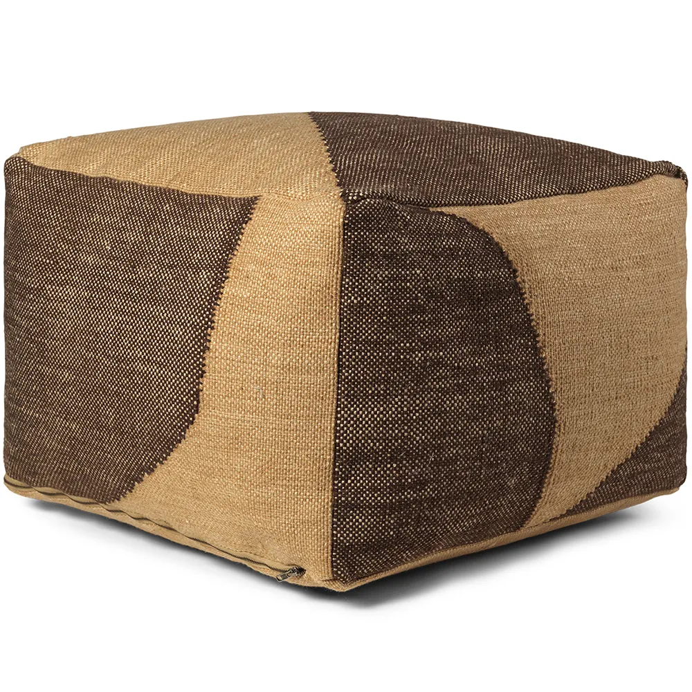 Ferm Living, Forene Square Pouf - Tan/Chocolate