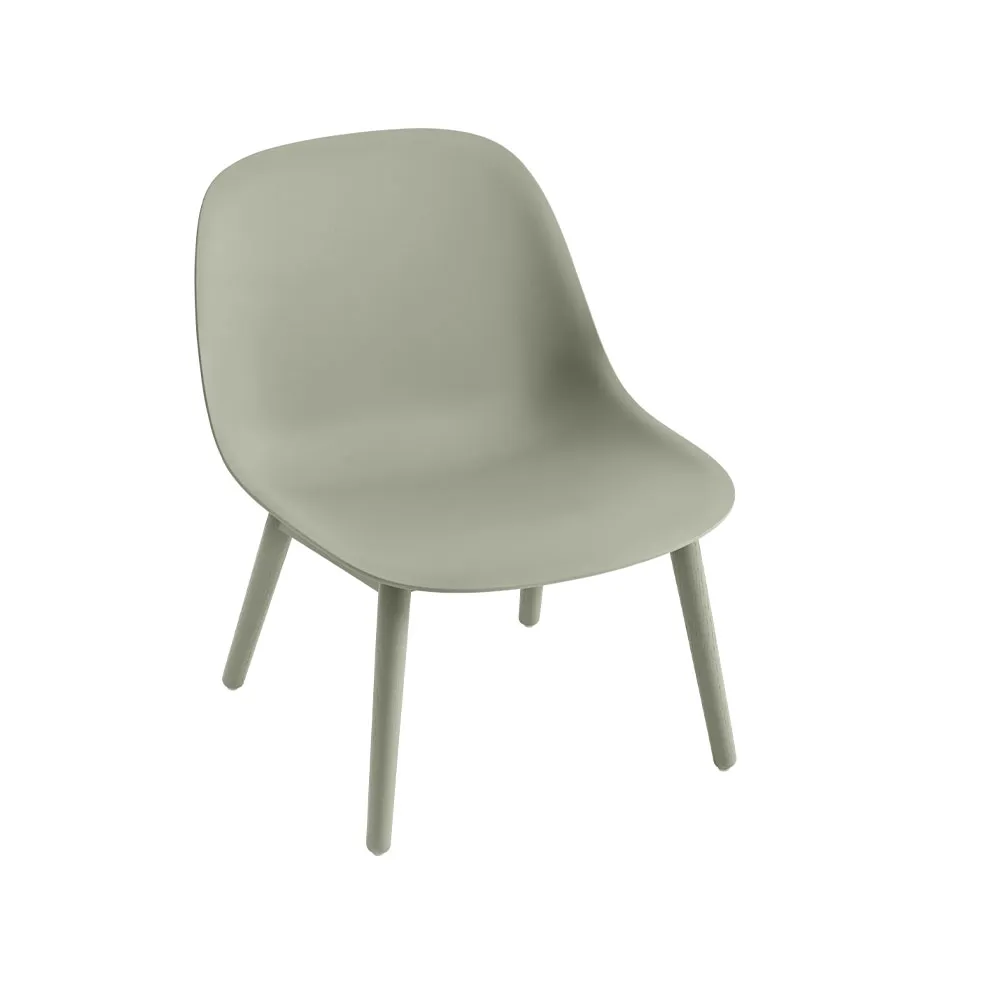 Muuto Fiber loungetuoli wood base Dusty green, dusty green jalat