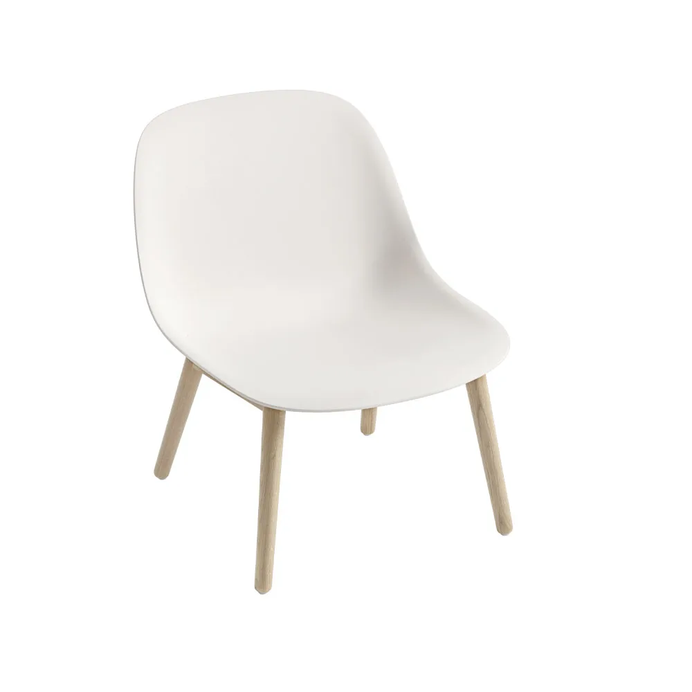 Muuto Fiber loungetuoli wood base Natural white, tammijalat