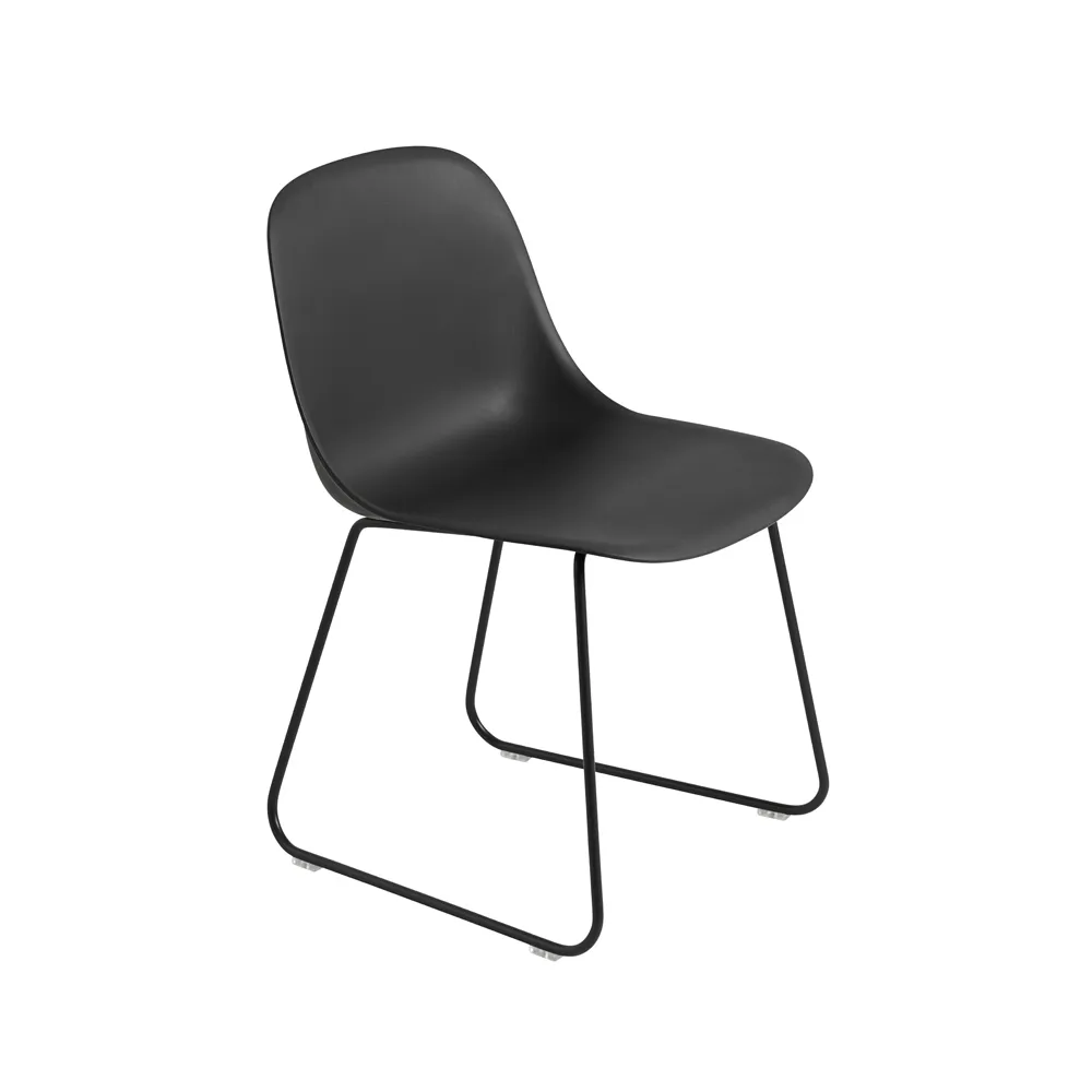 Muuto Fiber tuoli teräsjalat, muovinen istuinosa Black-Anthracite black