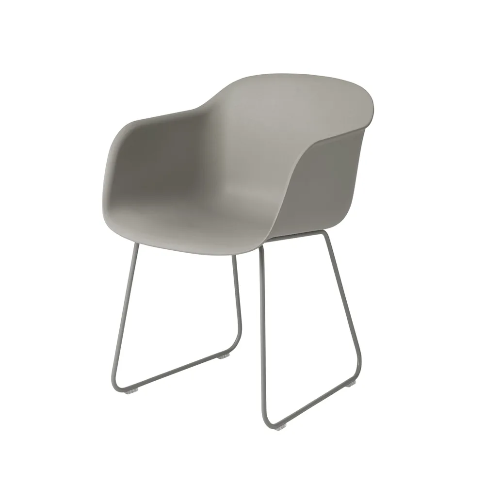 Muuto Fiber käsinojallinen tuoli sled base Grey, harmaat jalat