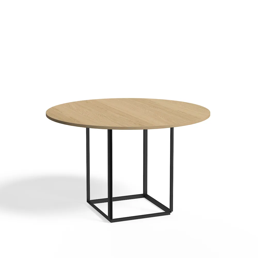 New Works Florence ruokapöytä pyöreä Natural oak, ø 120 cm, musta runko