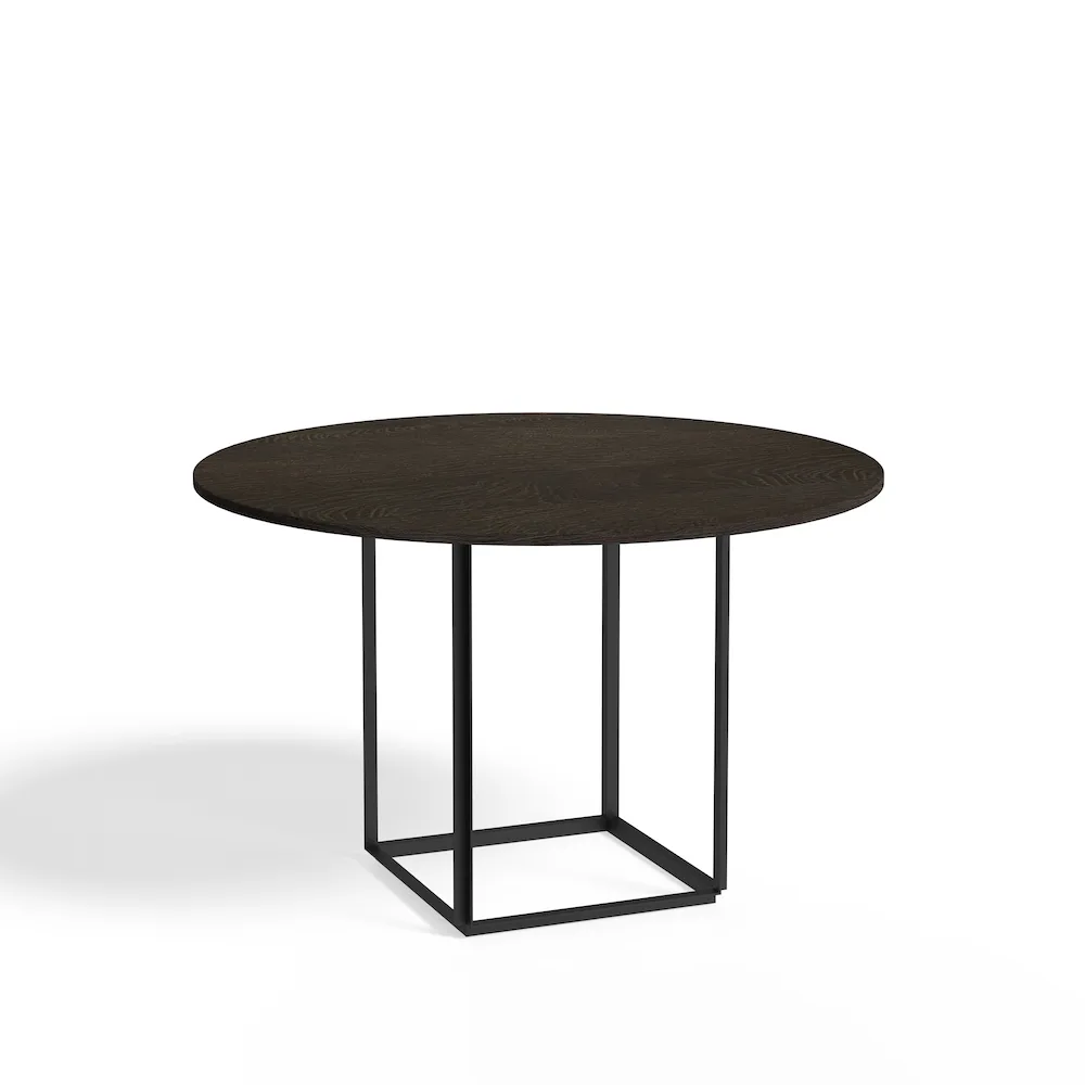 New Works Florence ruokapöytä pyöreä Smoked oak, ø 120 cm, musta runko