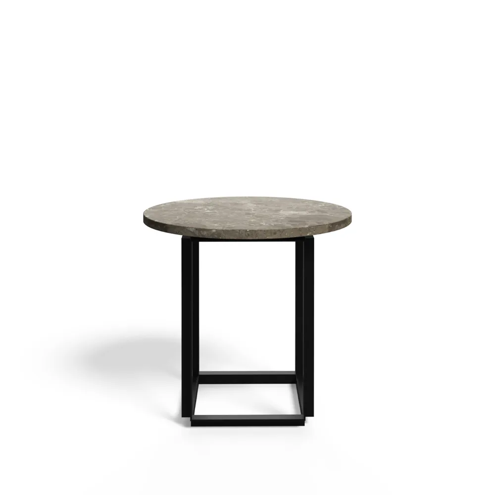 New Works Florence sivupöytä Gris du marais marble, ø 50 cm, musta runko