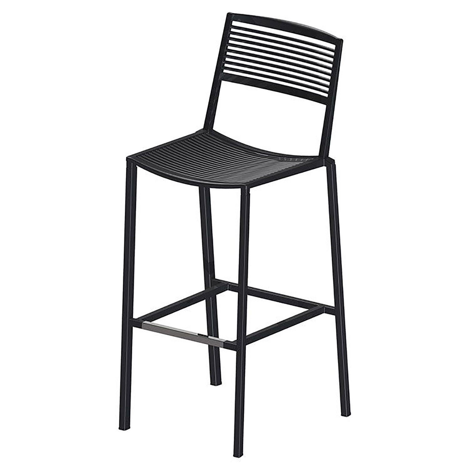 Fast, Easy baarituoli 65 cm Black alumiini kanssa jalkatuki i ruostumaton