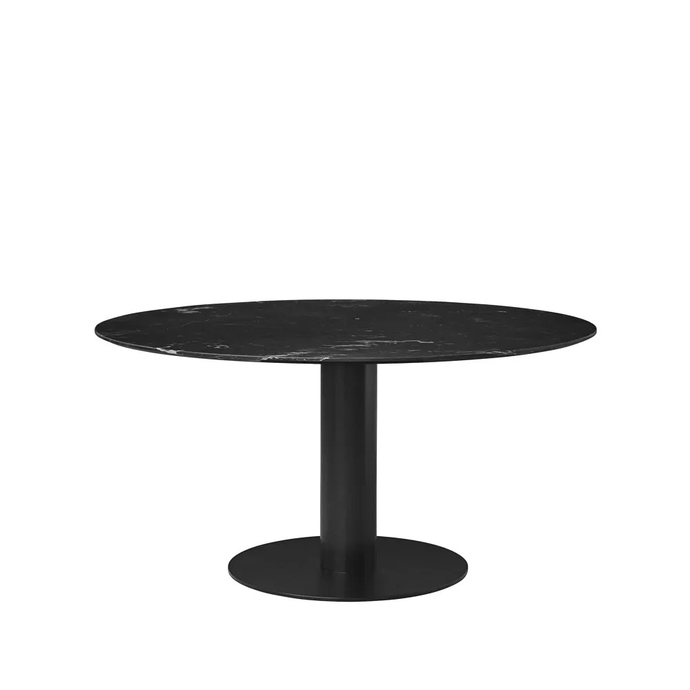 GUBI Gubi 2.0 -ruokapöytä Marble black, ø 150, musta runko
