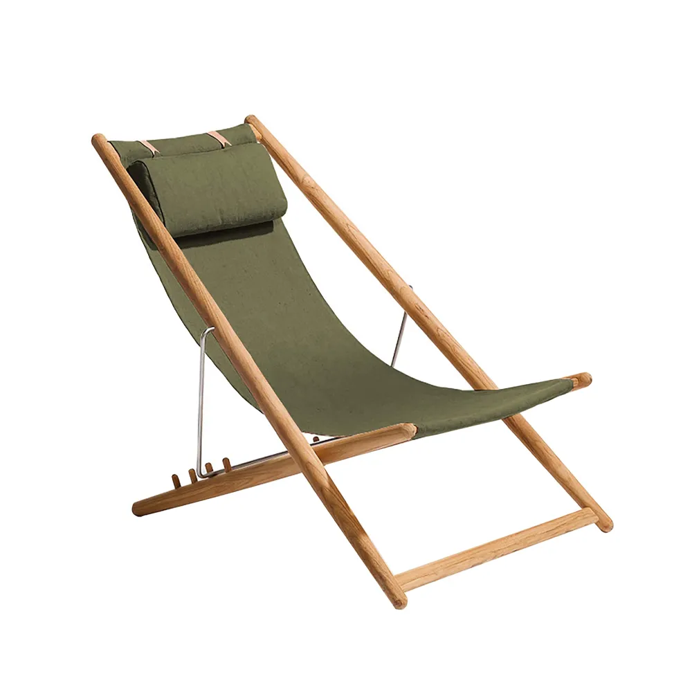 Skargaarden H55 lepotuoli tiikki Sunbrella Heritage Leaf green