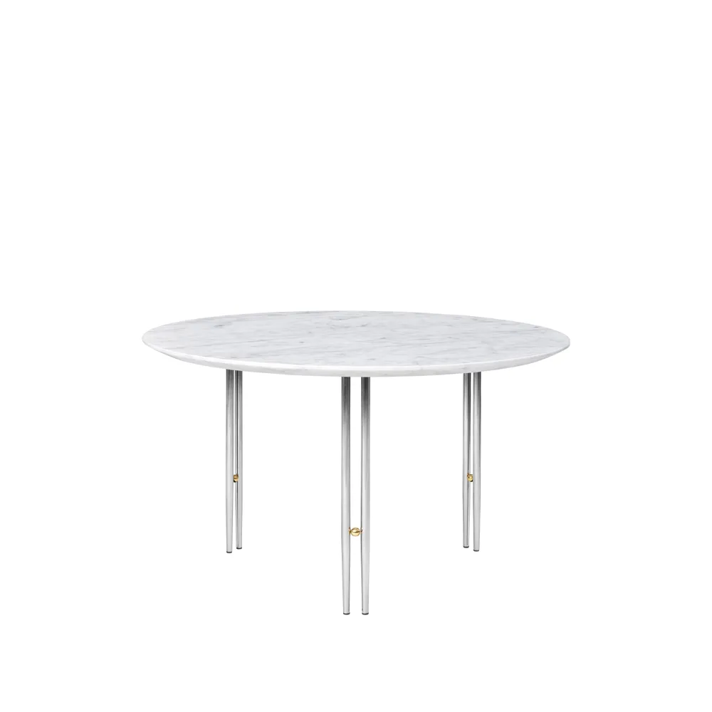 GUBI IOI sohvapöytä White carrara marble-ø 70-kromi