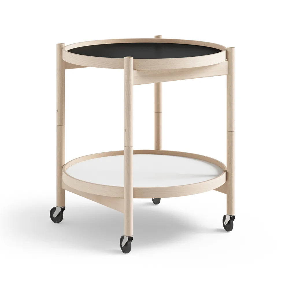 Brdr. Krüger Bølling Tray Table model 50 -rullapöytä Base, käsittelemätön pyökkirunko