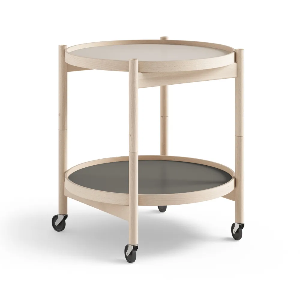 Brdr. Krüger Bølling Tray Table model 50 -rullapöytä Stone, käsittelemätön pyökkirunko