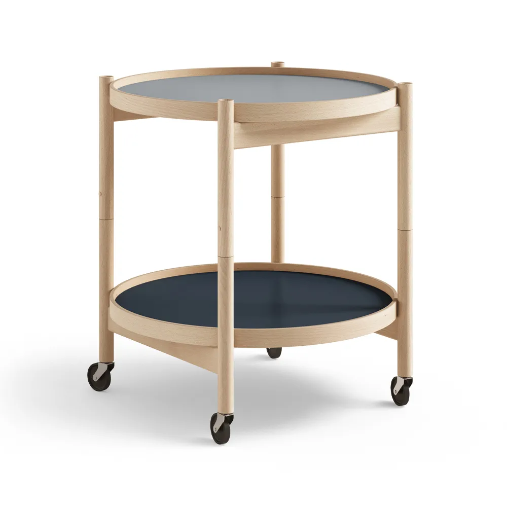 Brdr. Krüger Bølling Tray Table model 50 -rullapöytä Water, öljytty pyökkirunko