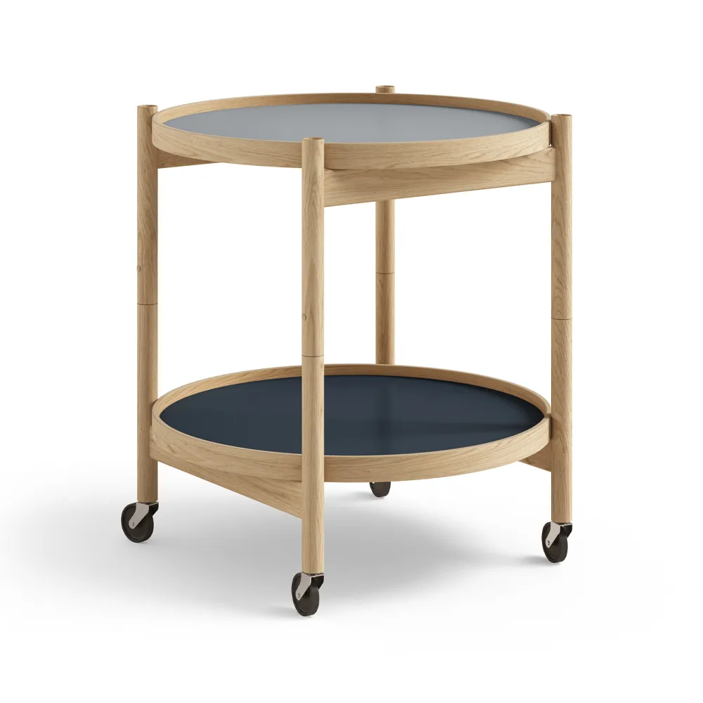 Brdr. Krüger Bølling Tray Table model 50 -rullapöytä Water, öljytty tammirunko