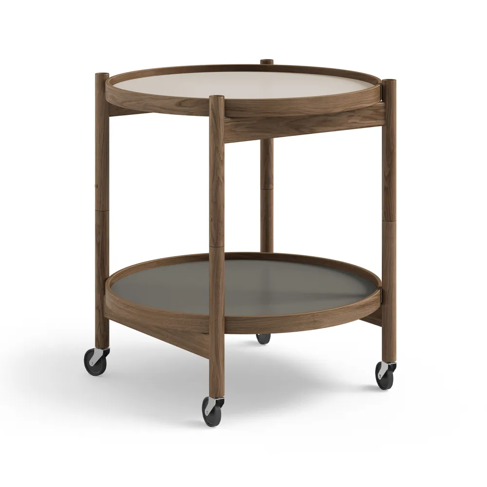 Brdr. Krüger Bølling Tray Table model 50 -rullapöytä Stone, savuöljytty tammirunko