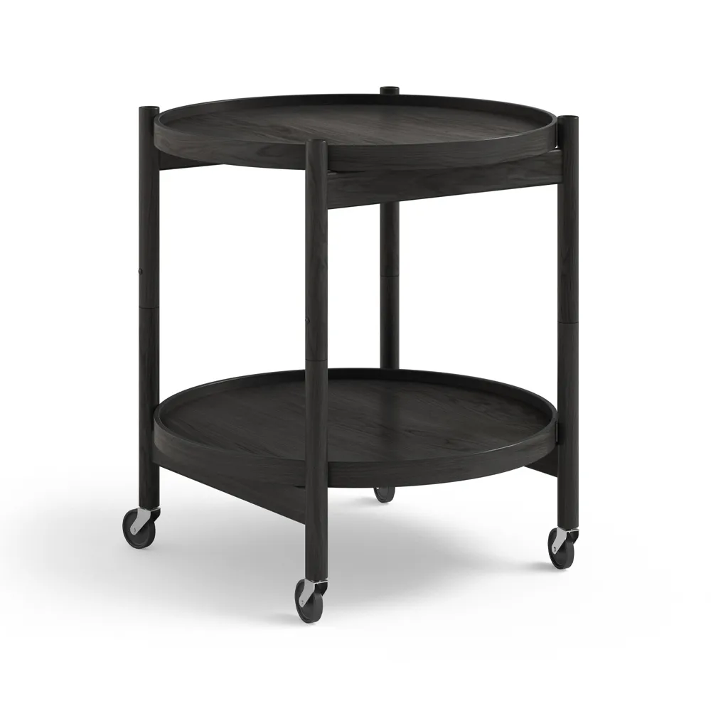 Brdr. Krüger Bølling Tray Table model 50 -rullapöytä Tammi musta lakka, mustaksi lakattu tammirunko